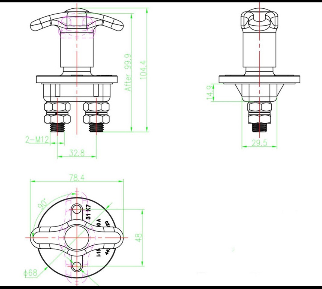 12V/24V 150A/250A Universal Battery Disconnect Switch Power Kill Isolator Switch - Image 3